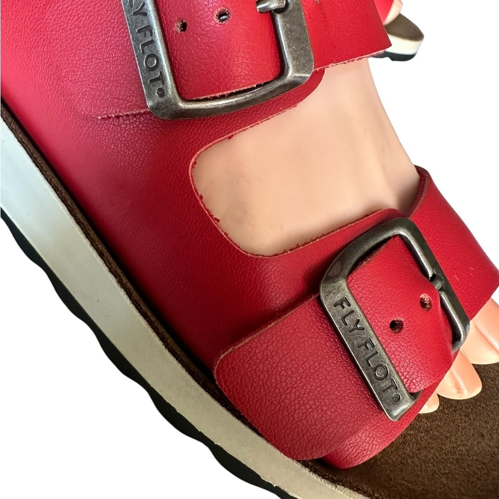 Fly Flot Woman’s Vibrant Red Sandals/Slippers Made in Italy US 7 - Picture 8 of 10